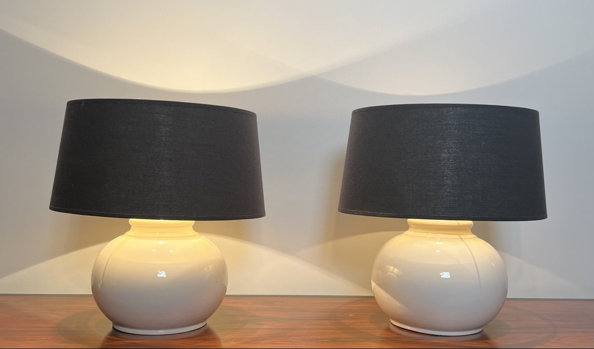 Pair Of Ceramic Lamps. Circa 1970-photo-8