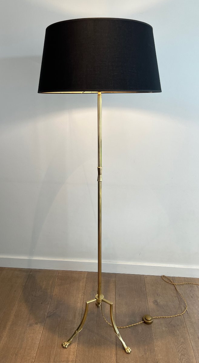 Brass Neoclassical Style Tripode Floor Lamp With Claw Feet. French Work By Maison Jansen. Circa-photo-3