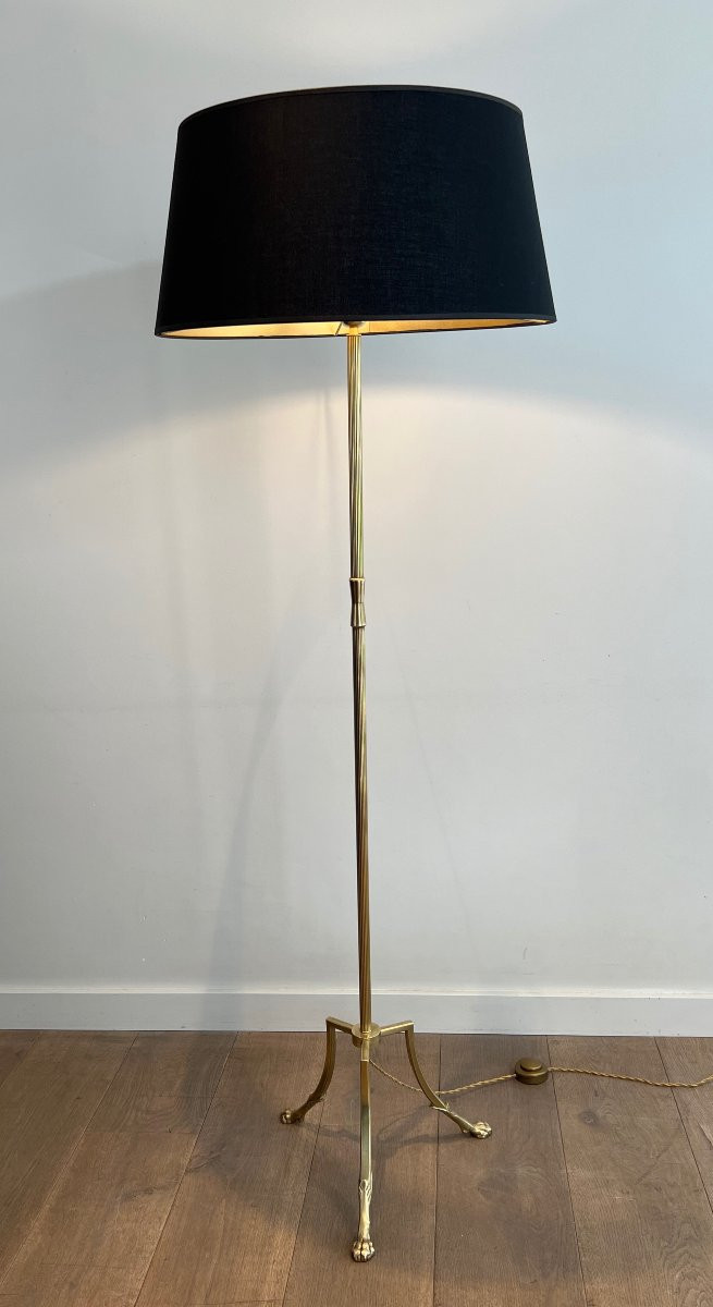 Brass Neoclassical Style Tripode Floor Lamp With Claw Feet. French Work By Maison Jansen. Circa-photo-4