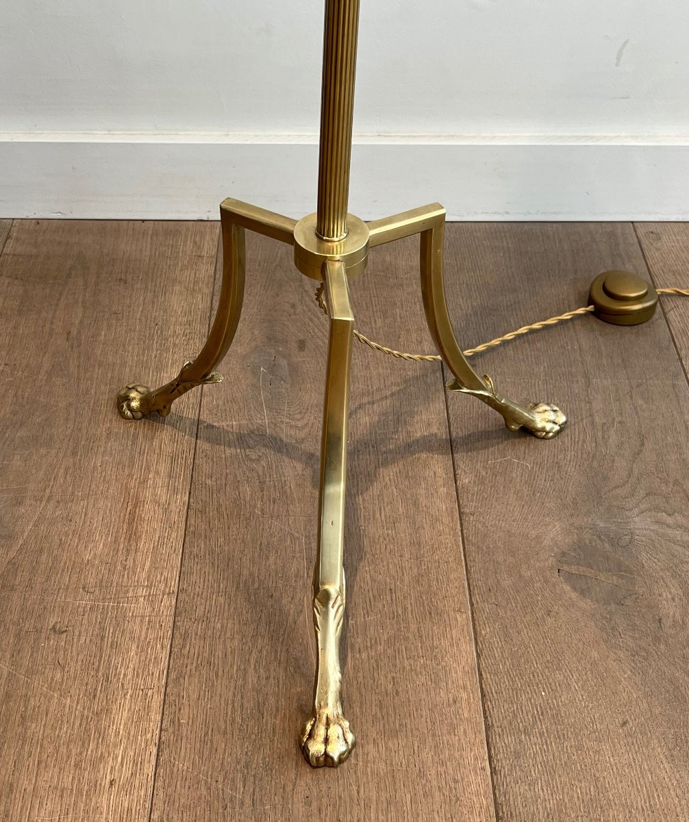 Brass Neoclassical Style Tripode Floor Lamp With Claw Feet. French Work By Maison Jansen. Circa-photo-5