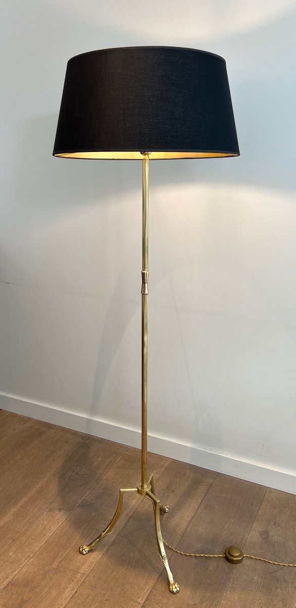 Brass Neoclassical Style Tripode Floor Lamp With Claw Feet. French Work By Maison Jansen. Circa-photo-8