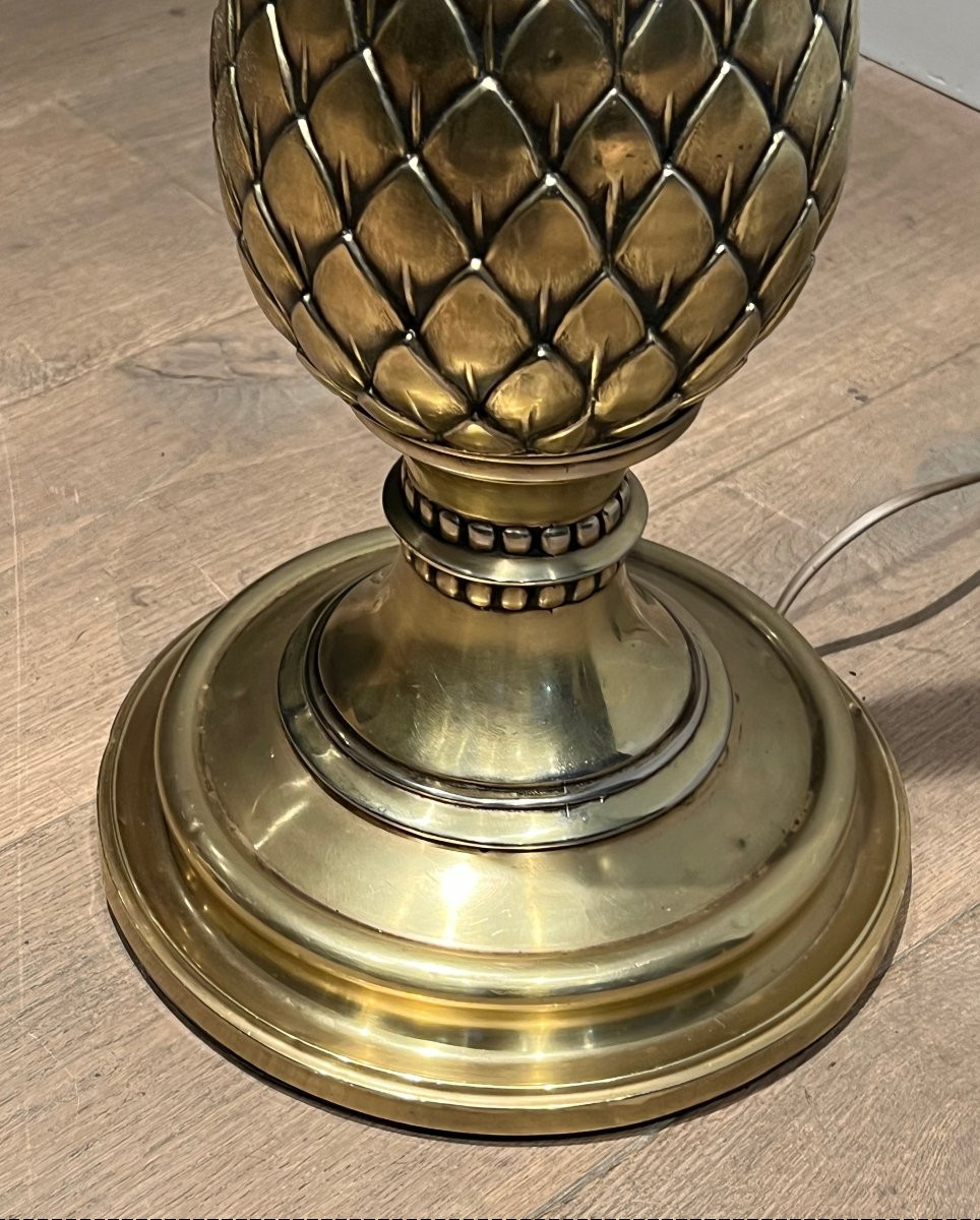 Lampadaire de parquet Ananas en laiton. Travail Français dans le Goût de la Maison Charles. -photo-7