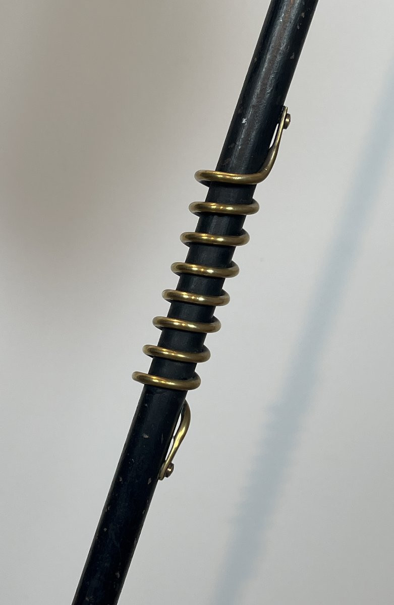 Black Lacquered And Brass Floor Lamp. French Work In The Style Of Jean Royère. Circa 1950-photo-4