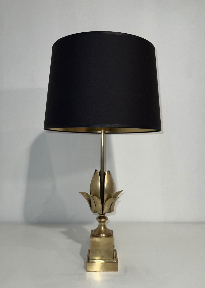 Lampe fleur en laiton. Travail Français dans le Goût de la Maison Charles. Vers 1970-photo-3