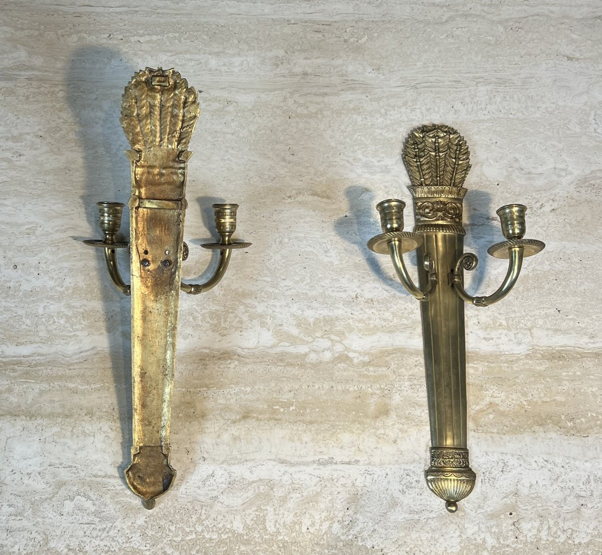 Pair Of Empire Style Bronze Wall Lights, Quiver Model-photo-7