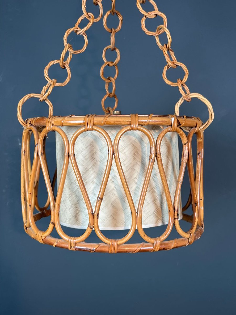 Small Rattan Chandelier In The Style Of Adrien Audoux And Frida Minet (audoux-minet)-photo-6