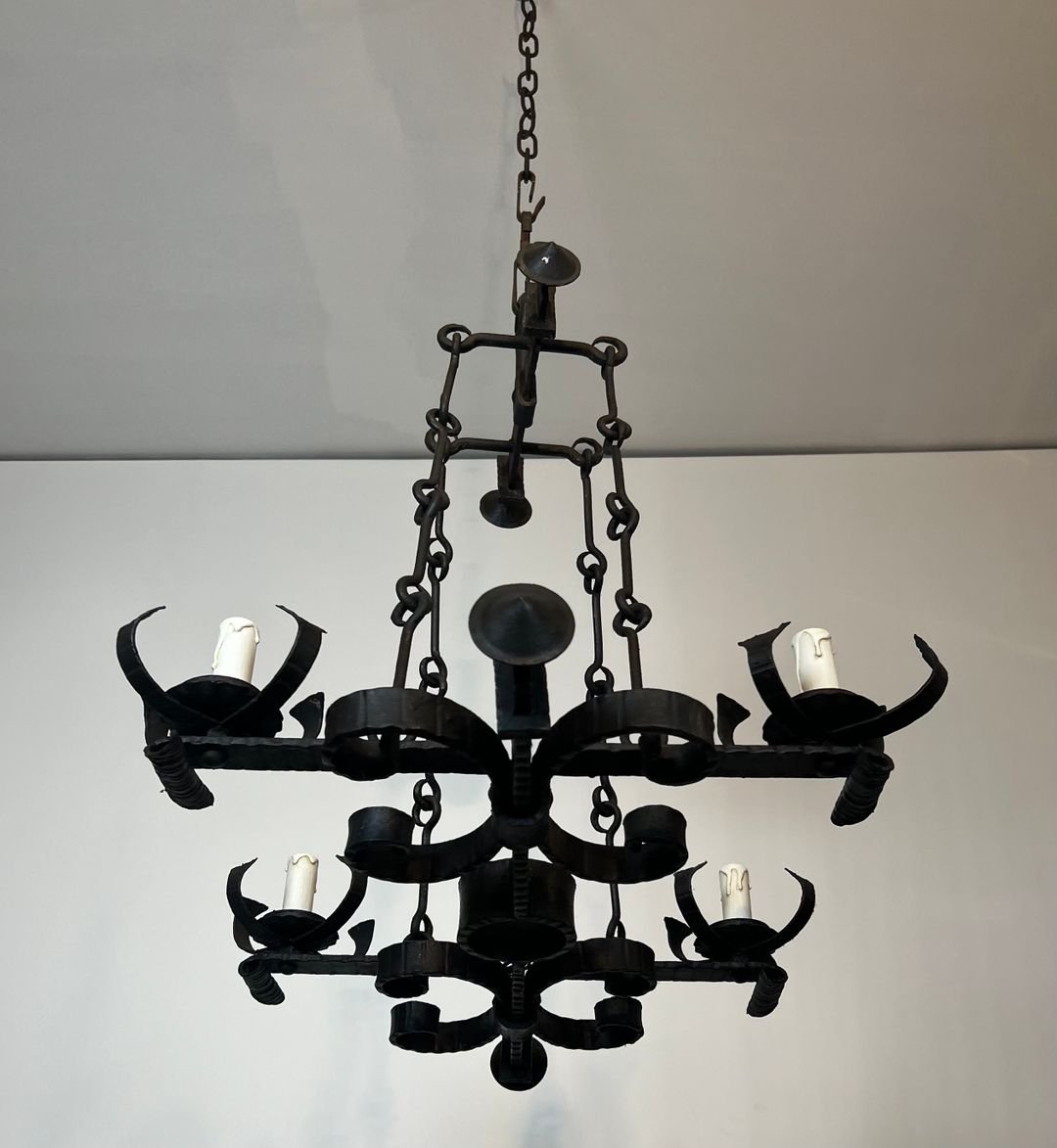 4 Lights Gothic Style Wrought Iron Chandelier-photo-2