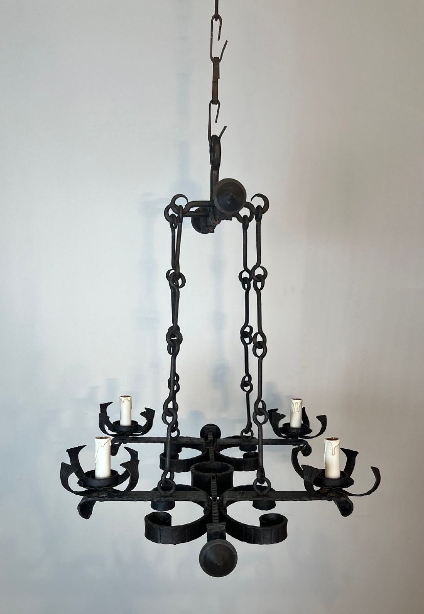 4 Lights Gothic Style Wrought Iron Chandelier-photo-3