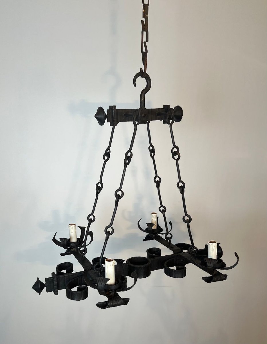 4 Lights Gothic Style Wrought Iron Chandelier-photo-7