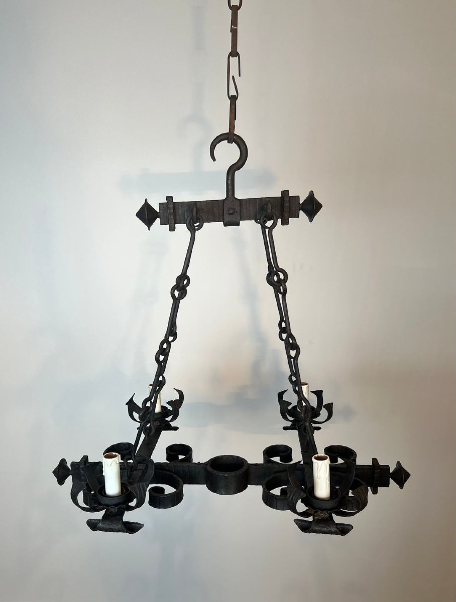 4 Lights Gothic Style Wrought Iron Chandelier-photo-8