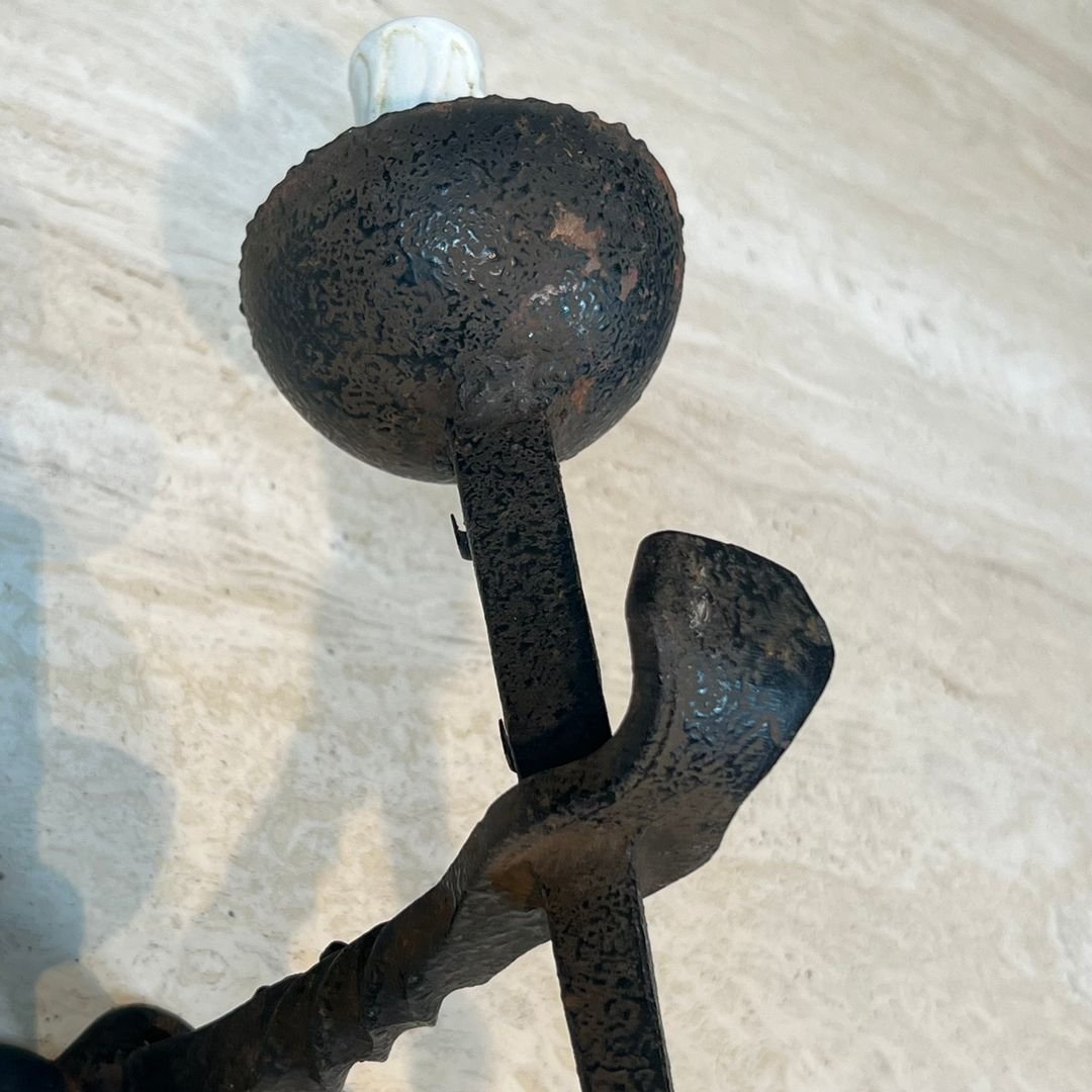 Paire d'Appliques en Fer Forgé de Style Gothique-photo-6