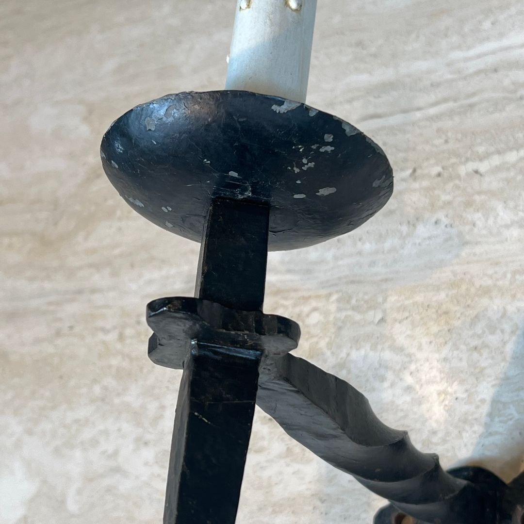 Pair Of Gothic Style Wrought Iron Wall Lights-photo-5