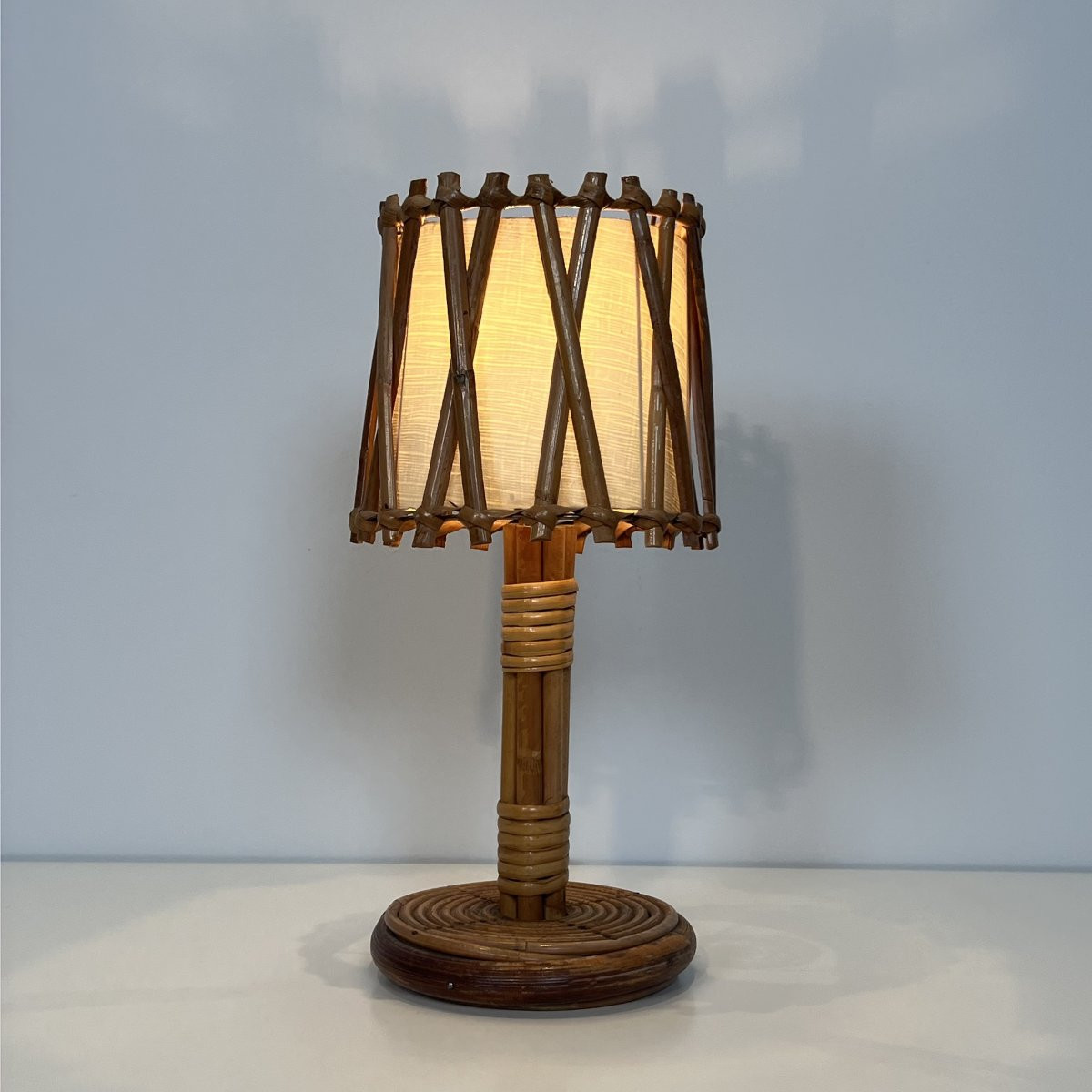 Lampe de Table en Rotin de Louis Sognot-photo-3