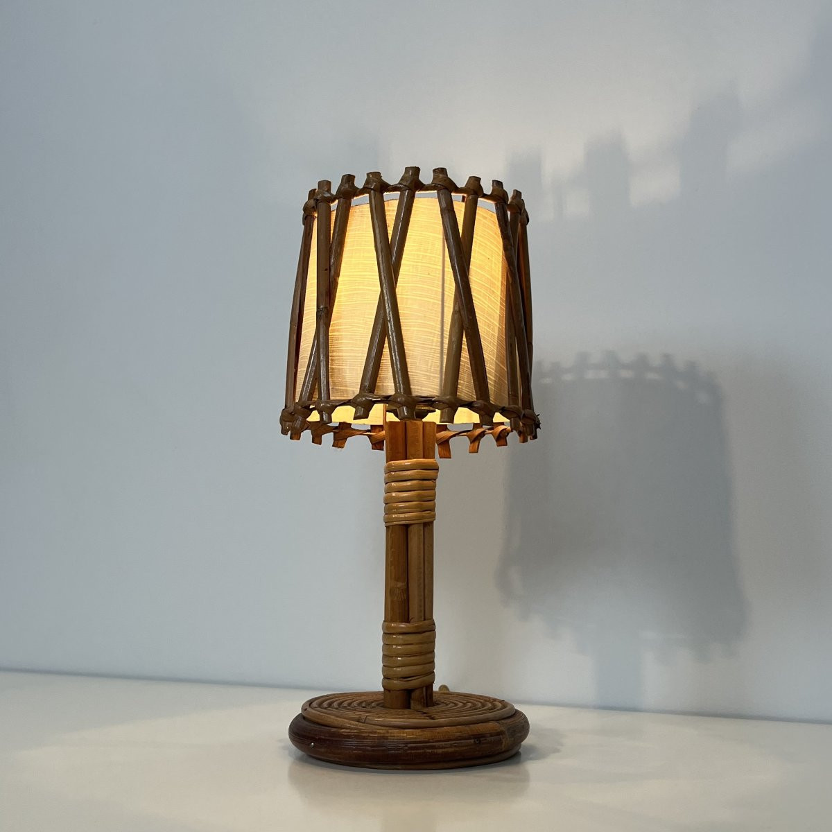 Lampe de Table en Rotin de Louis Sognot-photo-1