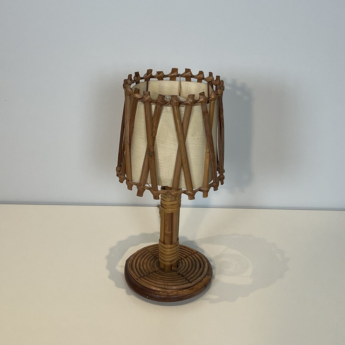 Lampe de Table en Rotin de Louis Sognot-photo-2