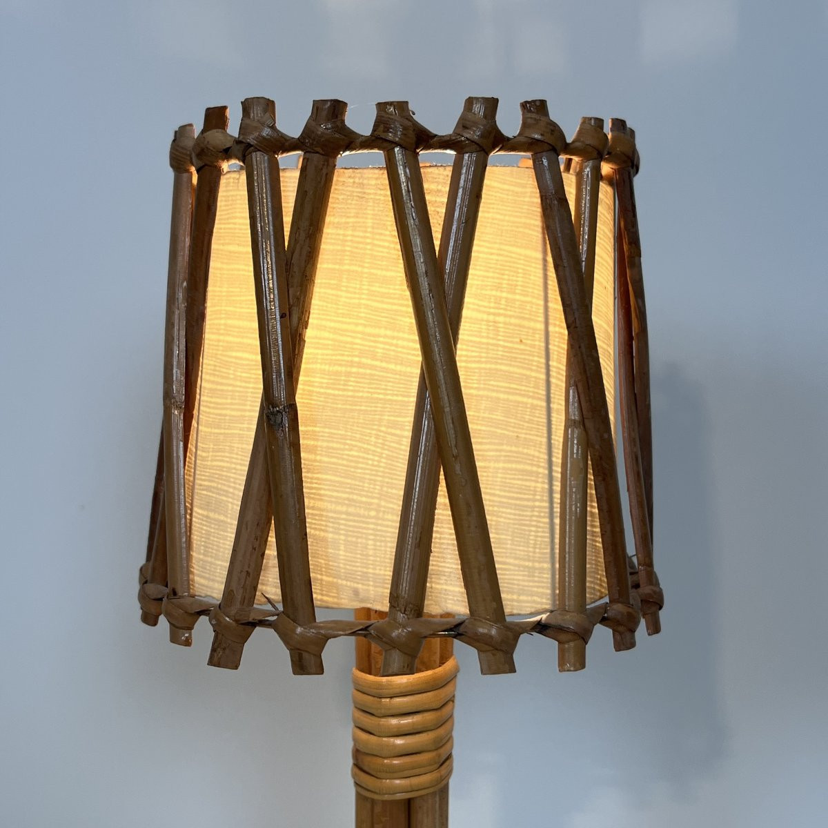 Lampe de Table en Rotin de Louis Sognot-photo-3