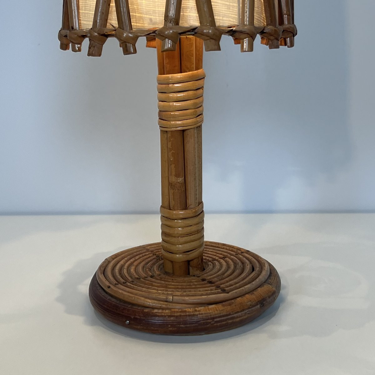 Lampe de Table en Rotin de Louis Sognot-photo-5
