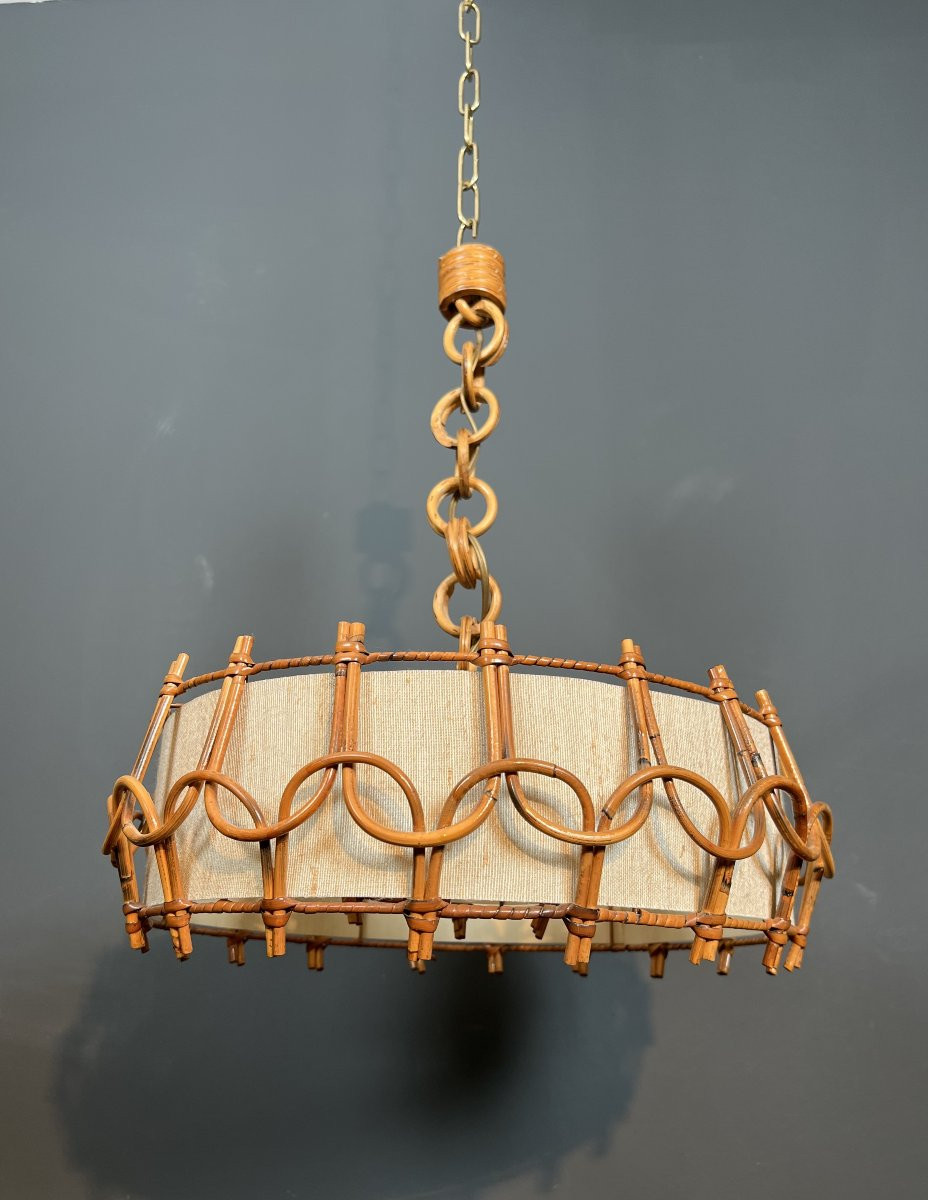 Rattan Chandelier In The Style Of Adrien Audoux And Frida Minet (audoux-minet)-photo-2