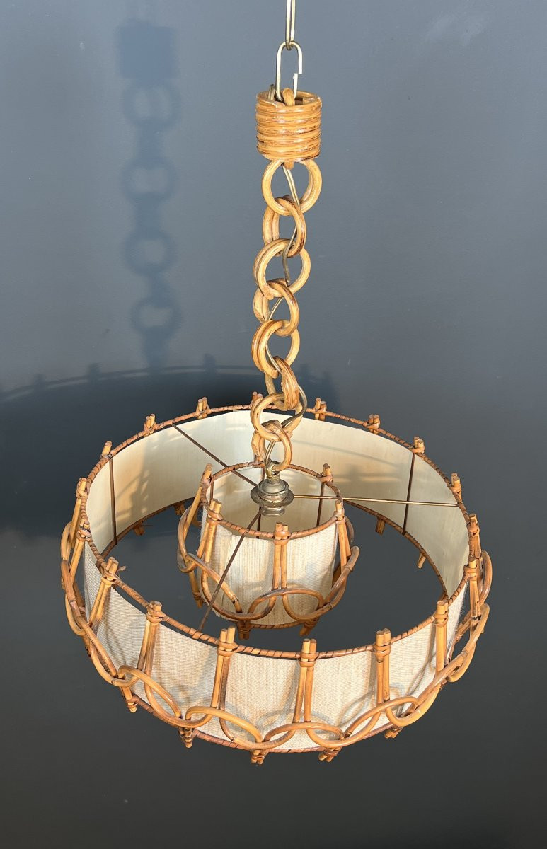 Rattan Chandelier In The Style Of Adrien Audoux And Frida Minet (audoux-minet)-photo-4