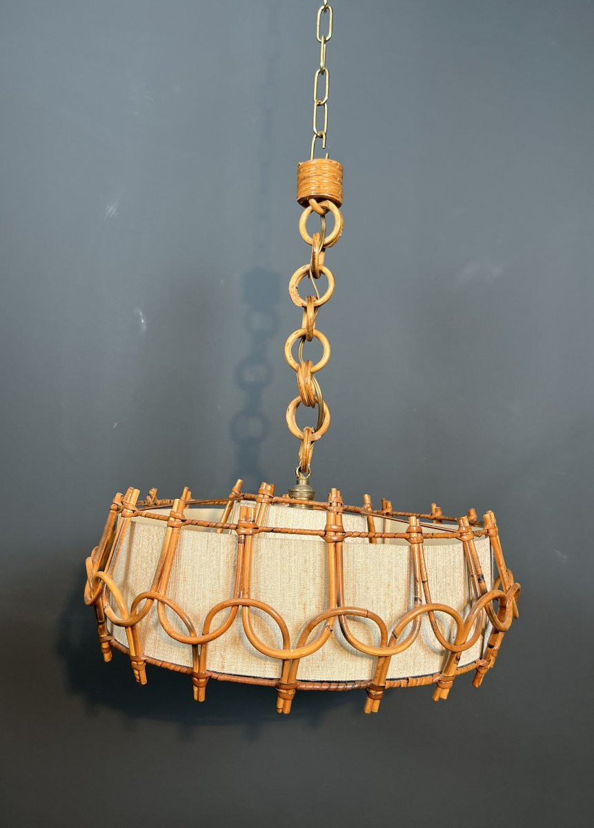 Rattan Chandelier In The Style Of Adrien Audoux And Frida Minet (audoux-minet)-photo-2