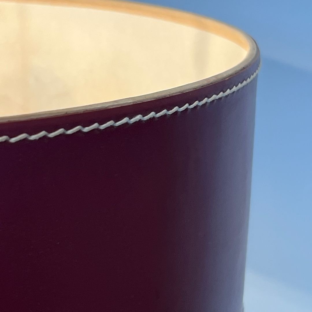 Lampe de Bureau en Cuir Rouge et Laiton dans le Goût de Jacques Adnet-photo-3