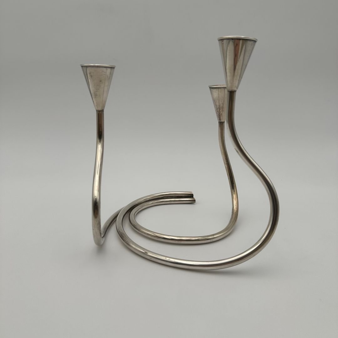 Bougeoir Design en Métal Argenté-photo-2