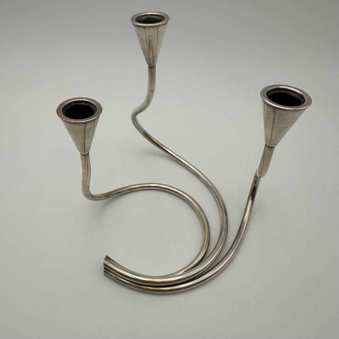 Bougeoir Design en Métal Argenté-photo-6