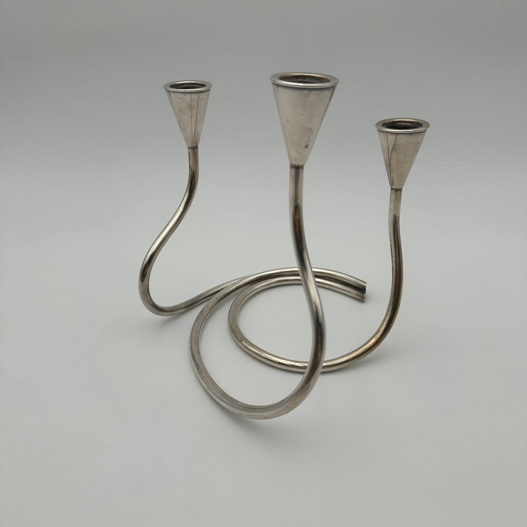 Bougeoir Design en Métal Argenté-photo-8