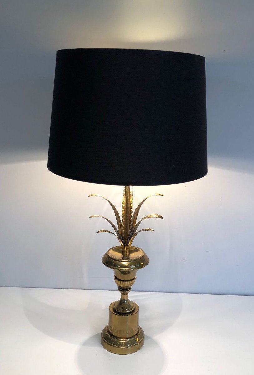 Palm Tree Neoclassical Style Brass Table Lamp In The Style Of Maison Charles-photo-3