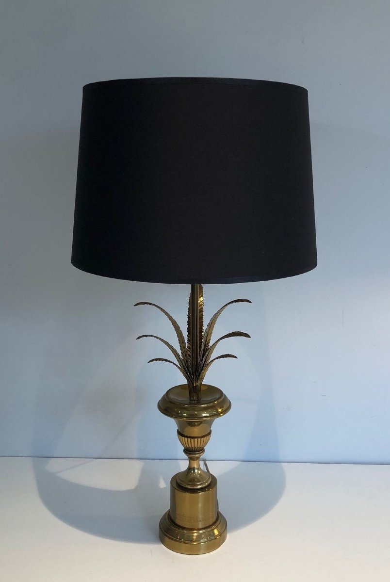 Palm Tree Neoclassical Style Brass Table Lamp In The Style Of Maison Charles-photo-4