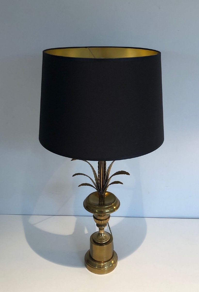 Palm Tree Neoclassical Style Brass Table Lamp In The Style Of Maison Charles-photo-2