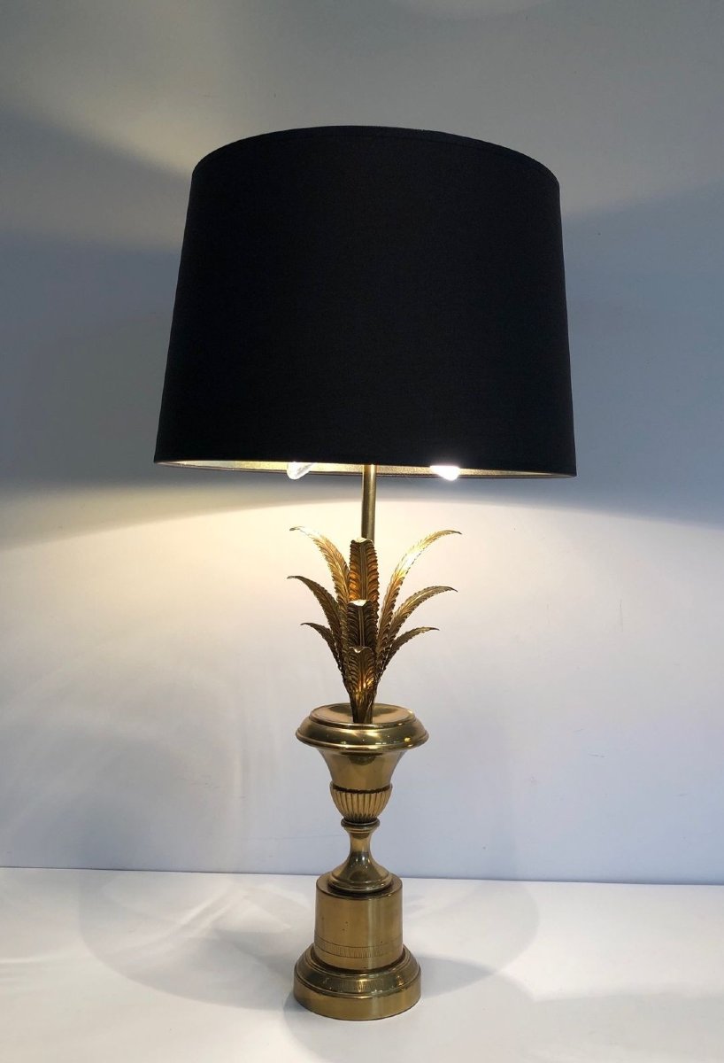 Palm Tree Neoclassical Style Brass Table Lamp In The Style Of Maison Charles-photo-3