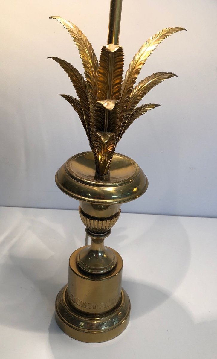 Palm Tree Neoclassical Style Brass Table Lamp In The Style Of Maison Charles-photo-5