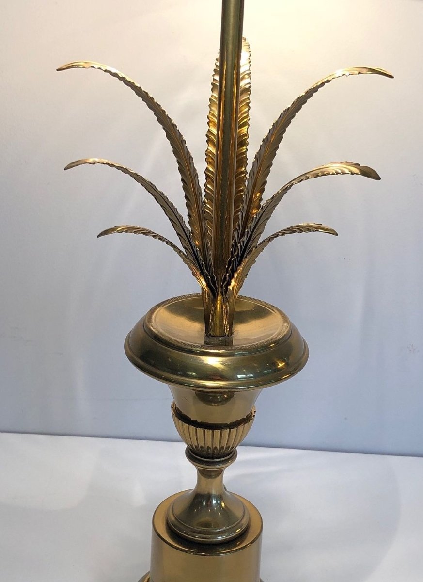 Palm Tree Neoclassical Style Brass Table Lamp In The Style Of Maison Charles-photo-6