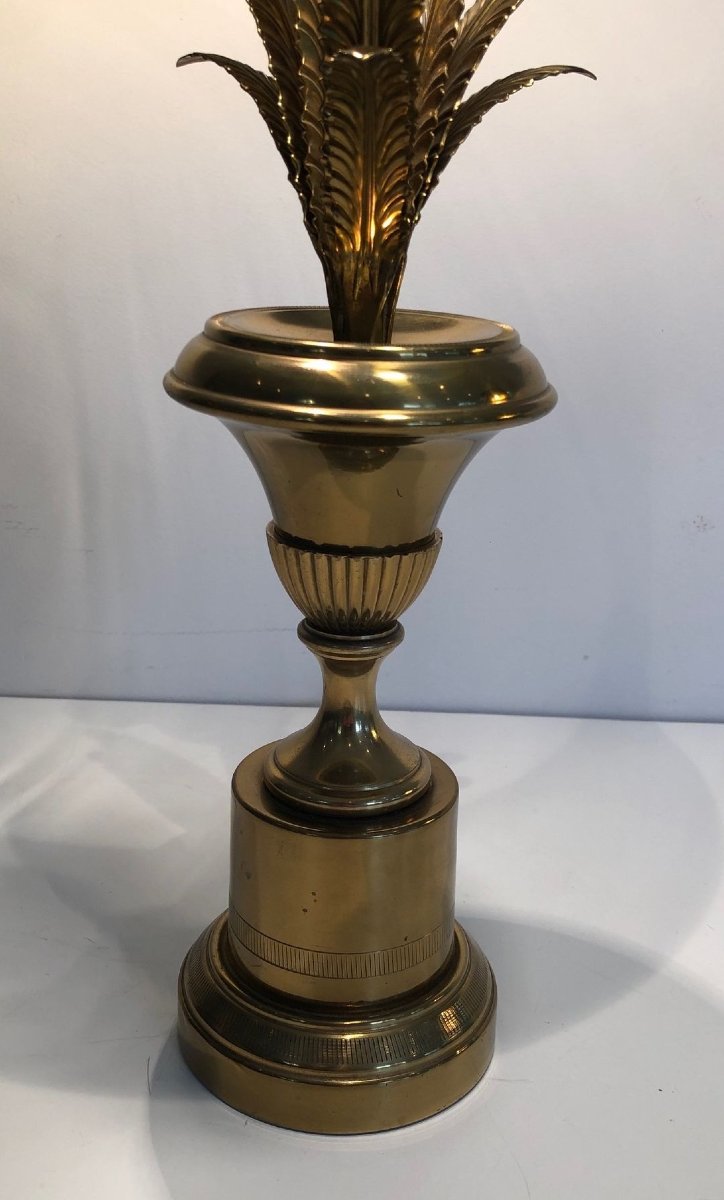 Palm Tree Neoclassical Style Brass Table Lamp In The Style Of Maison Charles-photo-7