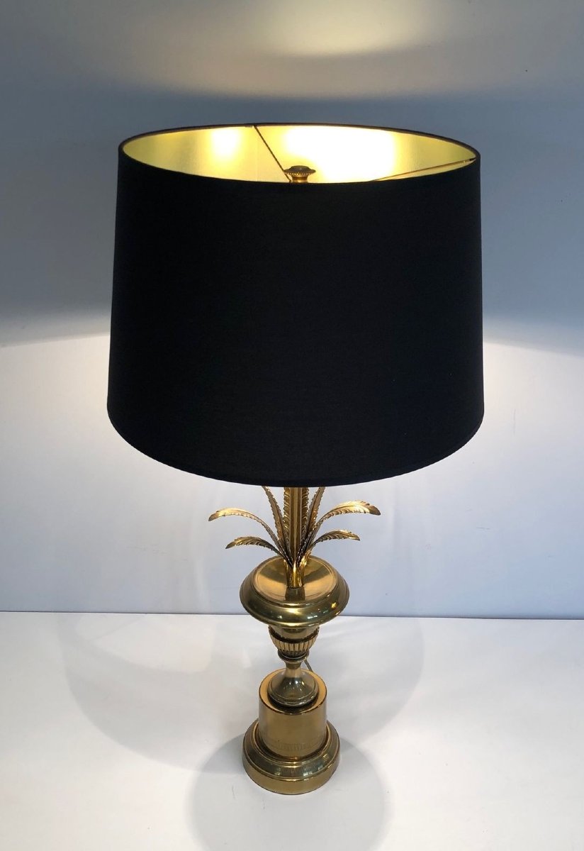 Palm Tree Neoclassical Style Brass Table Lamp In The Style Of Maison Charles-photo-8