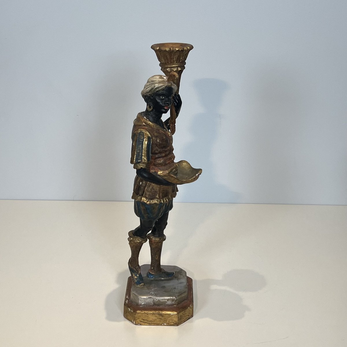 Set Of Four Polychrome "moretti" Torchiere Sculptures, Venetian Style, Mid-20th Century.-photo-3