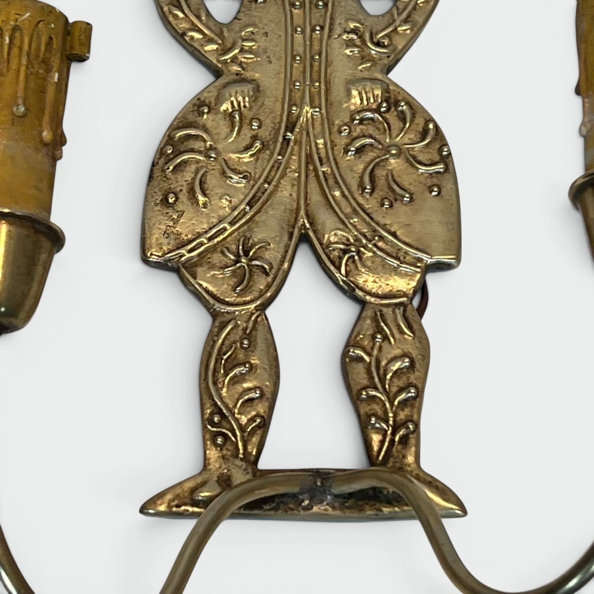 Pair Of Neoclassical Brass Sconces With Figural Decoration, Man And Woman With Two Lights. Fren-photo-6