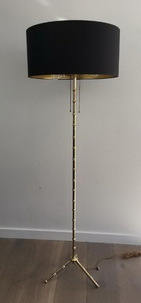 Faux-bambou Bronze And Brass Floor Lamp By Jacques Adnet-photo-2