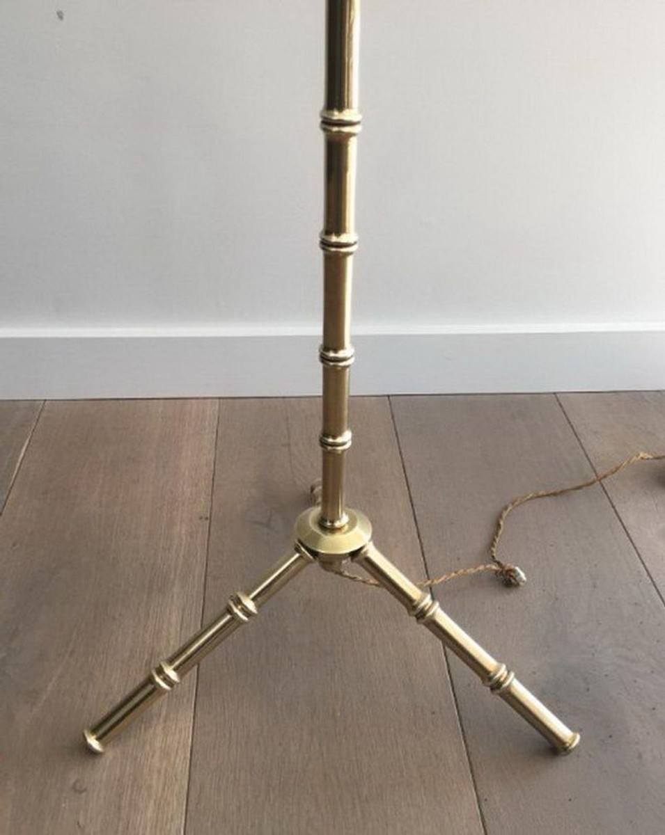 Faux-bambou Bronze And Brass Floor Lamp By Jacques Adnet-photo-4