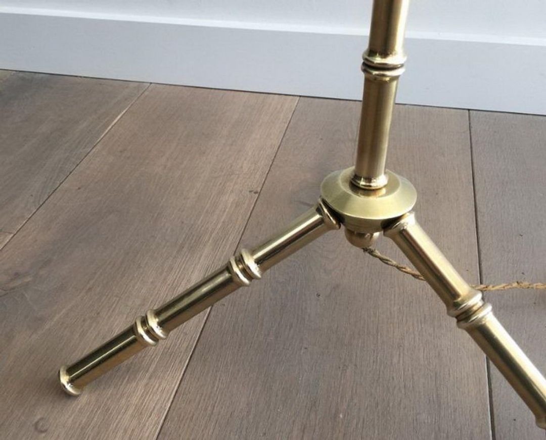 Faux-bambou Bronze And Brass Floor Lamp By Jacques Adnet-photo-2