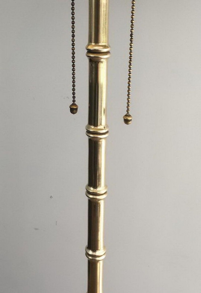 Faux-bambou Bronze And Brass Floor Lamp By Jacques Adnet-photo-4