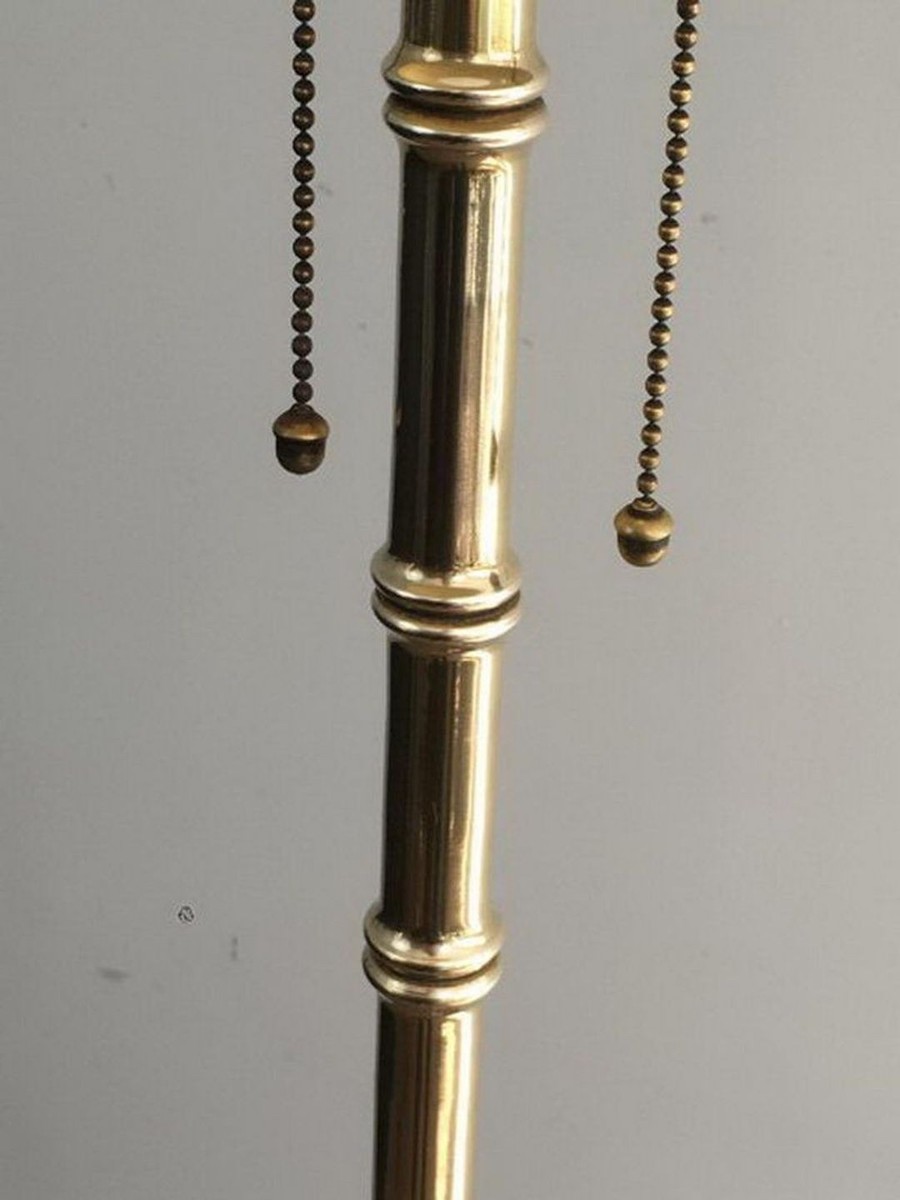 Faux-bambou Bronze And Brass Floor Lamp By Jacques Adnet-photo-5