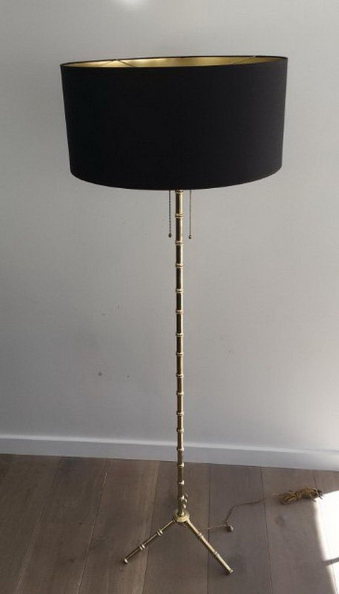 Faux-bambou Bronze And Brass Floor Lamp By Jacques Adnet-photo-6