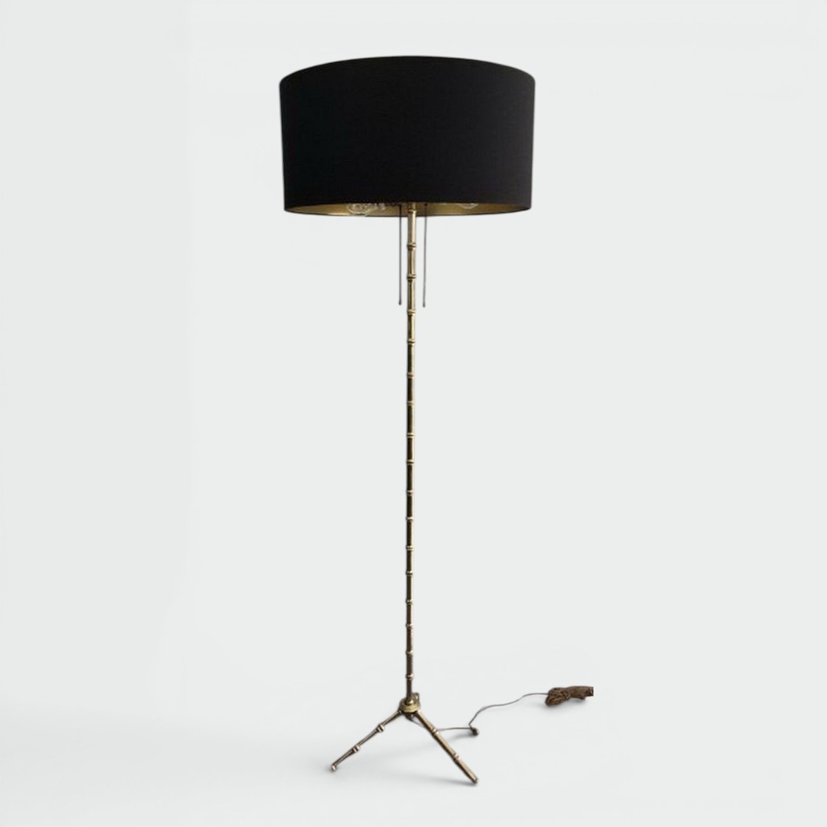 Faux-bambou Bronze And Brass Floor Lamp By Jacques Adnet