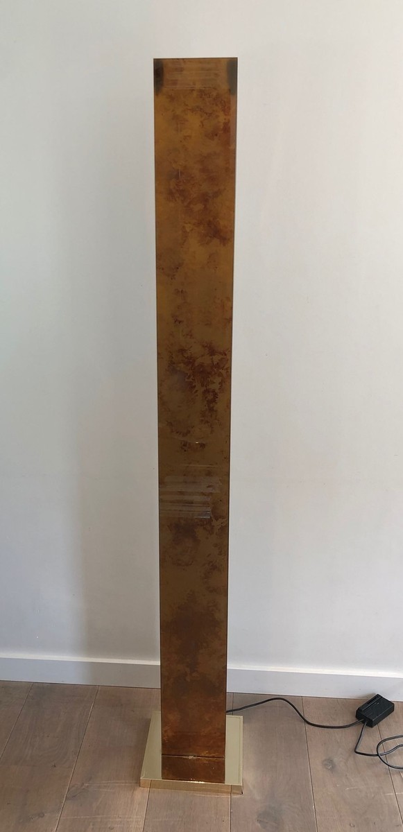 Gilt Lucite And Gilt Metal Floor Lamp, Italian Work, Circa 1970-photo-2