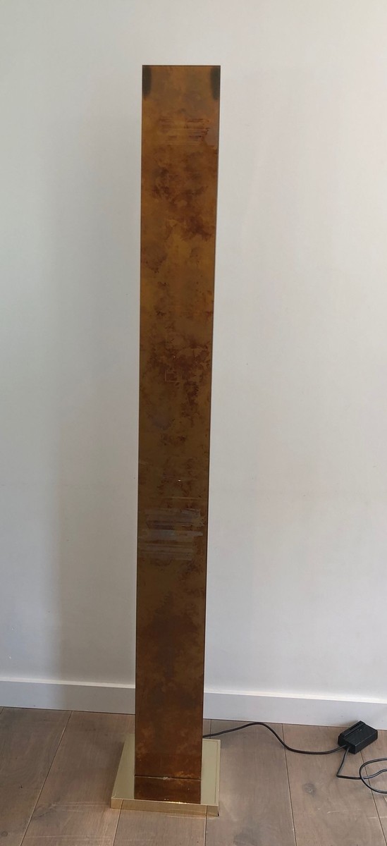 Gilt Lucite And Gilt Metal Floor Lamp, Italian Work, Circa 1970-photo-3