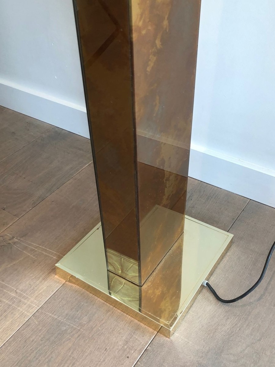 Gilt Lucite And Gilt Metal Floor Lamp, Italian Work, Circa 1970-photo-5