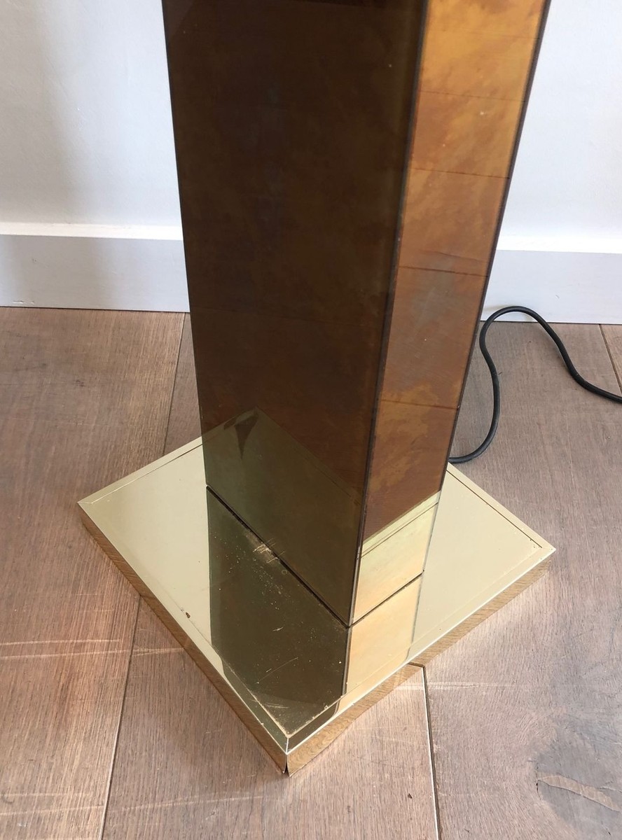 Gilt Lucite And Gilt Metal Floor Lamp, Italian Work, Circa 1970-photo-7