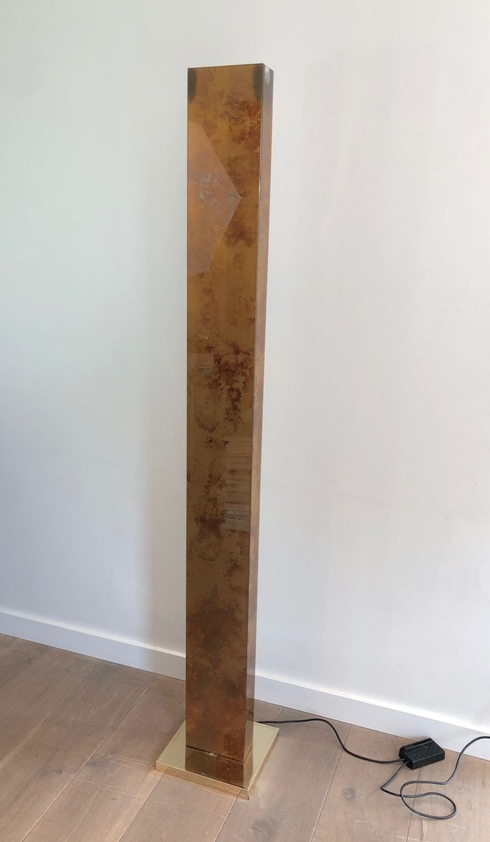 Gilt Lucite And Gilt Metal Floor Lamp, Italian Work, Circa 1970